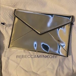 Rebecca Minkoff Leo Clutch in metallic silver